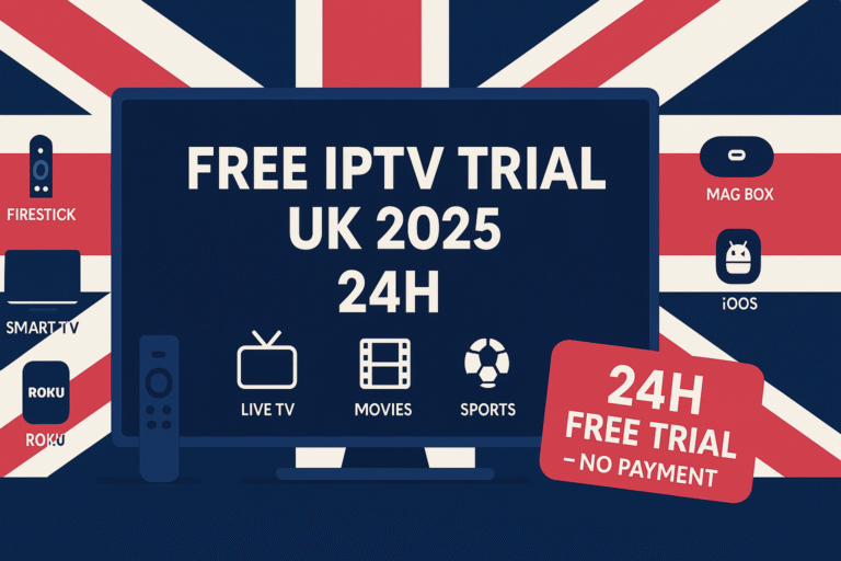 Free IPTV Trial UK 2025 – 24H Risk-Free IPTV Test on Firestick, Smart TV, Android and iOS