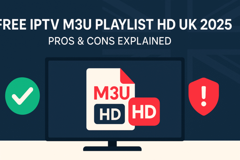 Free IPTV M3U playlist HD UK 2025 pros and cons banner