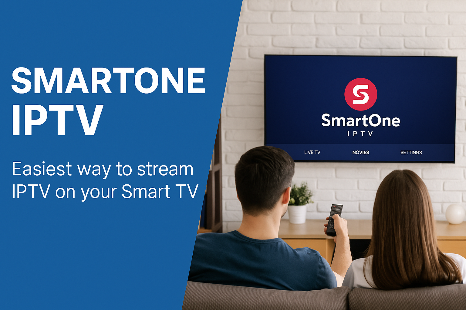 SmartOne IPTV app UK 2025 – feature banner showing Smart TV and Android device