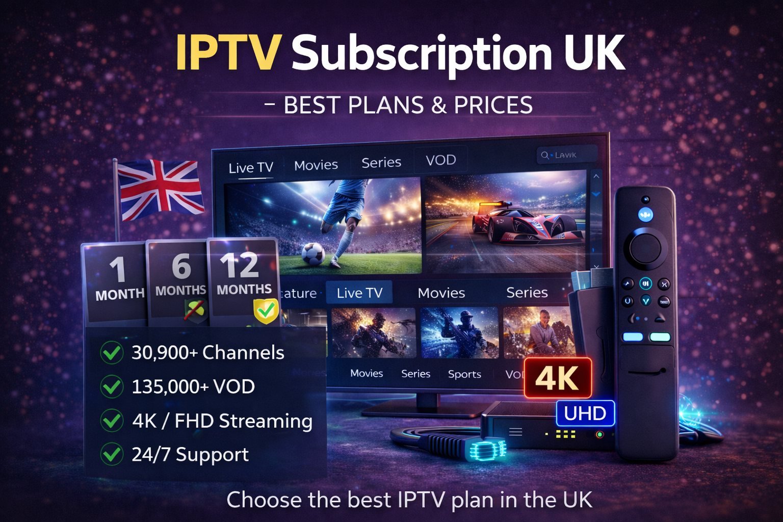 iptv subscription uk - best IPTV plans and prices for UK viewers